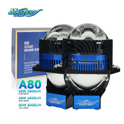 มาสเตอร์ A80 เลนส์ LED เลเซอร์ / Hi / Lo Beam 85W 8500 ลูเมน 3 นิ้ว โปรเจคเตอร์เลเซอร์คู่
